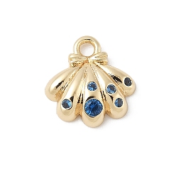 Настоящее золото 14K Латунные микро проложить кубического циркония прелести, без кадмия, без никеля и без свинца, формы раковины, реальный 14 k позолоченный, 10x10x2.5 мм, отверстие : 1.5 мм