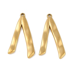Настоящее золото 18K Ионное покрытие (ip) 304 подвески из нержавеющей стали, буква v очарование, реальный 18 k позолоченный, 31.5x17x2 мм, отверстие : 1.4 мм