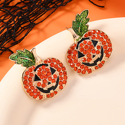 Золотой Серьги-гвоздики из сплава тыкв, со стразами, золотые, 27x24 мм