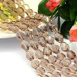 Папайя Оранжевый Граненый многогранник имитация австрийских кристаллов нити шарик, класс AAA, papayawhip, 9x6 мм, отверстие : 0.7~0.9 мм, около 45 шт / нитка, 15.7 дюйм