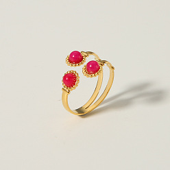 Красный Агат Кольцо из натурального сердолика во французском стиле, манжеты из нержавеющей стали, реальный 18 k позолоченный