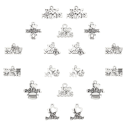 Antique Silver 60 Pcs 10 Styles Tibetan Style Alloy Pendants, Mixed Shapes, Antique Silver, 6pcs/style
