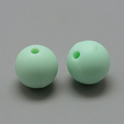 Pale Green Food Grade Eco-Friendly Silicone Beads, Chewing Beads For Teethers, DIY Nursing Necklaces Making, Round, Pale Green, 8~10mm, Hole: 1~2mm
