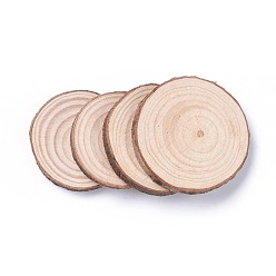 BurlyWood Unfinished Natural Poplar Wood Cabochons, Wooden Circles Tree Slices, Flat Round, BurlyWood, 30~60x5~5.5mm