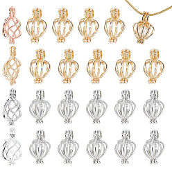 (52) Непрозрачная лаванда 24шт. 3 стили подвесок в виде полых бусин из латунного сплава, подвески в форме капли, разноцветные, 21.5~22x12~13x11~11.5 мм, отверстие : 2~3.5x4 мм