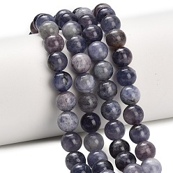 Айолит Природные иолит нитей бисера, круглые, 8 мм, отверстие : 1.2 мм, около 51 шт / нитка, 15.04'' (38.2 см)