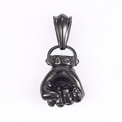 Gunmetal 304 Stainless Steel Pendants, Fist, Gunmetal, 27.5x19x13mm, Hole: 7.5x13mm