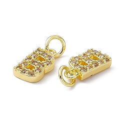Letter B Real 18K Gold Plated Brass Micro Pave Clear Cubic Zirconia Charms, with Jump Ring, Letter.B, 11.5x6x2.5mm, Hole: 3.4mm
