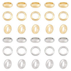 Золотой & Цвет Нержавеющей Стали 60шт. 2 цвета 201 разделительные бусины из нержавеющей стали, рондель, золотые и нержавеющая сталь цвет, 6x2 мм, отверстие : 4 мм, 30 шт / цвет