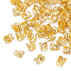 Golden Iron Bead Tips, Calotte Ends, Cadmium Free & Lead Free, Clamshell Knot Cover, Golden, 6x3.5mm, Hole: 1mm, 2.4mm inner diameter