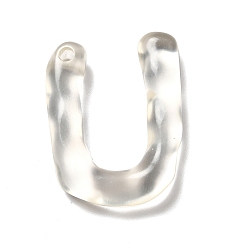 Letter U Transparente Harz-Alphabet-Anhänger, Brief Reize, letter.u, 41~45x33~52.5x8 mm, Bohrung: 3.5 mm