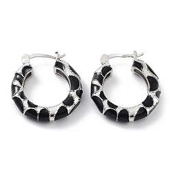 Платина Серьги-кольца с латунным эмалированным покрытием для женщин, долговечный, без свинца и без кадмия, платина, 26x23x4.5 мм