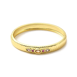 Pink Cubic Zirconia Oval Hinged Bangle, Golden Brass Jewelry for Women, Pink, Inner Diameter: 2x2-3/8 inch(5x5.95cm)