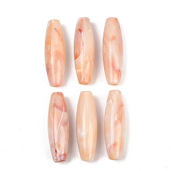 Легкий Лосось Двухцветные непрозрачные акриловые бусины, имитирующие драгоценные камни, овальные, светлый померанцевый, 60.5~62x18.5 мм, отверстие : 5.5~6 мм, Около 41 шт / 500 г