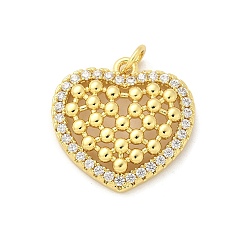 Настоящее золото 18K Латунные микро проложить кубического циркония подвески, стойки покрытие, долговечный, без свинца и без кадмия, сердце прелести, с целью перехода в кольце, реальный 18 k позолоченный, 20x20x4 мм, отверстие : 3.5 мм