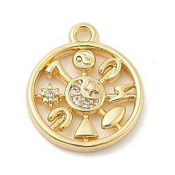 Золотой Латунные микро проложить кубического циркония подвески, прелести компаса, золотые, 15.5x13x2.5 мм, отверстие : 1.4 мм