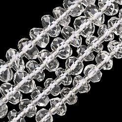 Хрусталь Природных кристаллов кварца бисер нитей, горного хрусталя, рондель, граненые, с бисером, 8x4~5 мм, отверстие : 1 мм, около 53 шт / нитка, 14.65 дюйм (37.2 см)