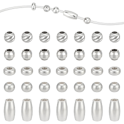 Серебро 60 шт. 5 стили 925 бусины-разделители из стерлингового серебра, разнообразные, серебряные, 3x2~6 мм, отверстие : 1~1.4 мм, 12 шт / стиль