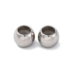 Нержавеющая Сталь Цвет 201 из нержавеющей стали бусы, с резиной внутри, ползунки, круглые, анти-тускнение, цвет нержавеющей стали, 7.5x9.5 мм, отверстие : 3 мм