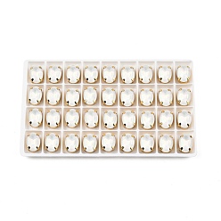 Кристалл Aurora(jm) пришиваем горный хрусталь, граненый стеклянный горный хрусталь, многожильных ссылки, с латунной оправой золотистого цвета, овальные, кристалл, 14x10x7 мм, отверстие : 1 мм