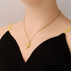 Настоящее золото 18K 304 Женские подвески в виде дельфинов из нержавеющей стали, реальный 18 k позолоченный, 17.72 дюйм (45 см)