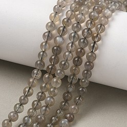 Grey Moonstone Натуральные серые бусины из лунного камня, гладкий круглый, 4.8~5.8 мм, отверстие : 0.6 мм, около 77 шт / нитка, 15.16~15.35'' (38.5~39 см)