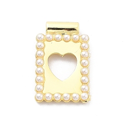 Сердце Латунные подвески, с абс пластмассовой имитационной жемчужиной, долговечный, без кадмия и без свинца, реальный 18 k позолоченный, сердце, 23x14.5x3 мм, отверстие : 1.8 мм