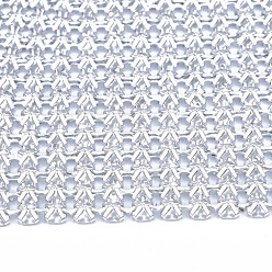 Silver Aluminum Beaded Trim Mesh Ribbon Roll, for DIY Jewelry Craft Making, Silver, 19-1/4~19-3/4 inch(490~500mm)