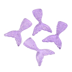 Lilac Resin Cabochons, with Glitter Powder, Mermaid Tail Shaped, Lilac, 41~45x33x7mm