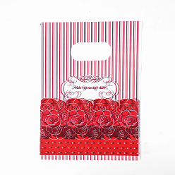 Red Printed Plastic Bags, Rectangle, Red, 20x15cm