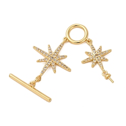 Настоящее золото 18K Латунные застежки-молнии из прозрачного кубического циркония, без кадмия, без никеля и без свинца, звезда, реальный 18 k позолоченный, 63 мм, звезда: 18x14x2 мм и 24x19.5x2 мм, бар: 22x4x2 mm
