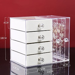 (404) Непрозрачное AB Кислое яблоко Прямоугольник 2 вертикальные ящики прозрачный пластиковый органайзер для ювелирных изделий, подвесная шкатулка для драгоценностей 4 с бархатными ящиками, для серьги, Ожерелье, кольцо, хранение браслета, цветочный белый, 13x18x21 см
