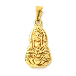 Золотой Вакуумное покрытие pvd 304 подвески из нержавеющей стали, Очарование Авалокитешвары, золотые, 28x14x5 мм, отверстие : 7x3 мм