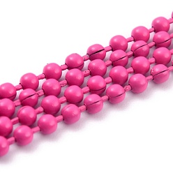 Темно-Розовый Латунные шариковые цепи ручной работы, пайки, с катушкой, темно-розовыми, 3 мм, 32.8 футов (10 м) / рулон