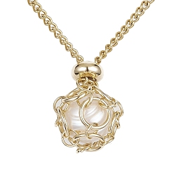 Золотой Ионное покрытие (ip) 304 мешочек для макраме из нержавеющей стали, пустой держатель для камней, Ожерелья с подвесками из натурального культивированного пресноводного жемчуга для женщин, золотые, 17-3/4 дюйм (45 см)