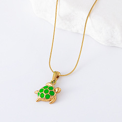Золотой 3 шт. ожерелья из нержавеющей стали с лаймово-зеленой эмалью в виде морской черепахи, золотые, 15.75 дюйм (40 см)