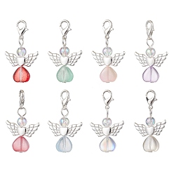 (52) Непрозрачная лаванда Акриловые подвески в форме сердца ангела, застежки-клешни из сплава для украшений сумок, разноцветные, 35 мм