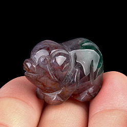 (RRHB277) Кристалл на подкладке из медово-бежевого цвета Украшение дисплея скульптуры из натурального индийского агата, для домашнего офисного стола, свинья, 15~18x25~27x12 мм