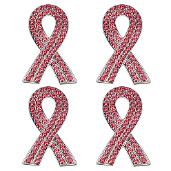 Роза 4 шт. Информационная лента со стразами, булавка из цинкового сплава для одежды рюкзака, роза, 49x32 мм