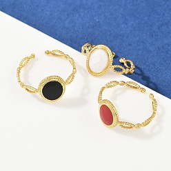 (52) Непрозрачная лаванда Овальные 304 эмалированные манжеты из нержавеющей стали для женщин, ионное покрытие (ip), реальный 18 k позолоченный, разноцветные, 11.5 мм, внутренний диаметр: регулируемый