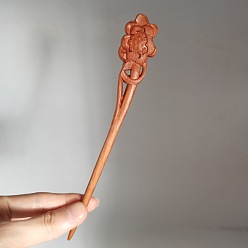 Цветок Деревянные палочки для волос, винтажные декоративные аксессуары для волос, песчаный коричневый, 180 мм