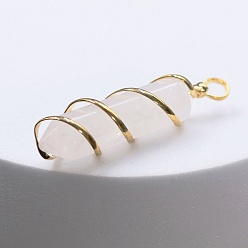 Хрусталь Остроконечные подвески из медной проволоки с кристаллами натурального кварца, подвески с гранеными пулями, золотые, 45x10 мм