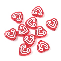(123L) Белый крем непрозрачный блеск Бусины из стеклянной эмали, окрашенные методом запекания, сердце, огнеупорный кирпич, 19.5x20.5x7.5 мм, отверстие : 1.5~1.6 мм