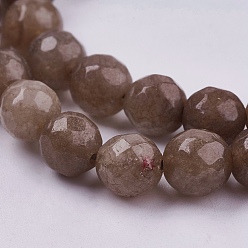 Camel Natural Jade Bead Strands, Dyed, Faceted, Round, Camel, 8mm, Hole: 1mm, 48pcs/strand, 14.5~14.9 inch