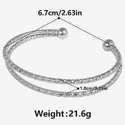 Нержавеющая Сталь Цвет Стильные 304 двухслойные браслеты-манжеты из нержавеющей стали, браслеты с крутящим моментом для женщин, цвет нержавеющей стали, внутренний диаметр: 2-5/8 дюйм (6.7 см)