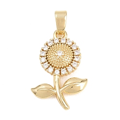 Настоящее золото 18K Подвески из латуни с микро-паве ко Дню святого Валентина, прозрачные циркониевые подвески, без кадмия и без свинца, , реальный 18 k позолоченный, 23.5x15.5x5 мм, отверстие : 3x6 мм