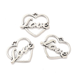 Antique Silver Tibetan Style Alloy Pendants, Heart, Antique Silver, 18.5x21x2mm, Hole: 1.6mm, about 847pcs/1000g