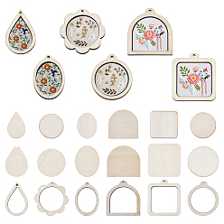 Mixed Shapes 12 Bags 6 Styles Mini Wooden Embroidery Hoops, Mixed Shapes, 49~52x33~49.5x6.5~7mm