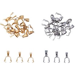 Golden & Stainless Steel Color 304 Stainless Steel Pendant Pinch Bails, Golden & Stainless Steel Color, 68x52x11mm, 30pcs/box