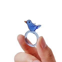 Königsblau Handmade lampwork Fingerringe, Vogel, königsblau, 17 mm